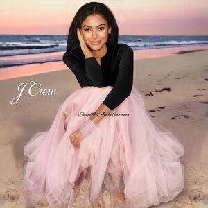 J.Crew NWT pink sorbet ribbon waist tulle ankle length skirt *shop@iamwarrior